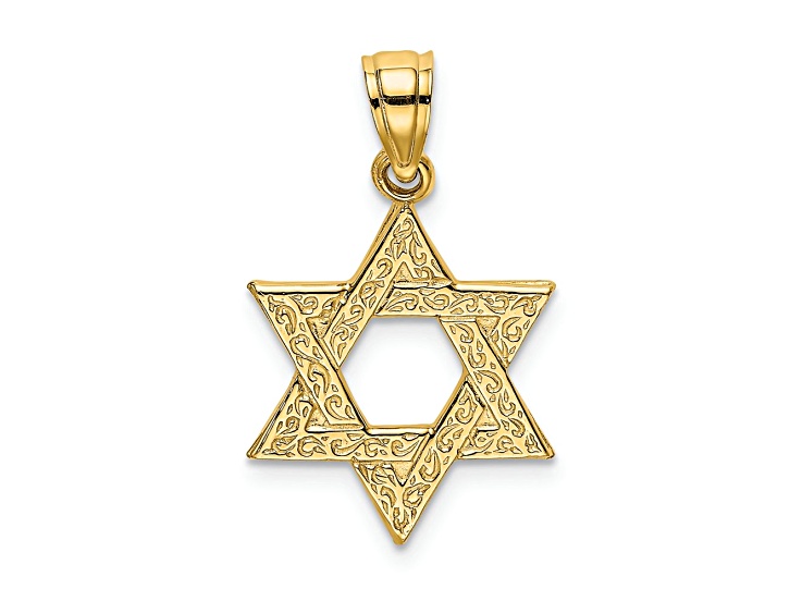 ゴールドスター　シャワーズ 14k Yellow Gold Textured Swirls Star Of David Charm - 16Q57A | JTV