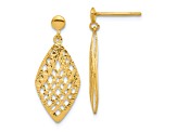 14K Yellow Gold Polished Diamond-cut Post Dangle Earrings