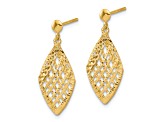 14K Yellow Gold Polished Diamond-cut Post Dangle Earrings