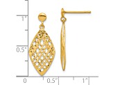 14K Yellow Gold Polished Diamond-cut Post Dangle Earrings