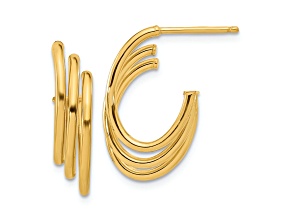 14k Yellow Gold 13/16 inch Polished J-Hoop Earrings