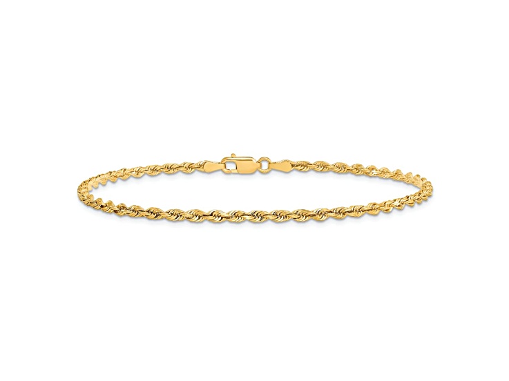 10k Yellow Gold 2.75mm Diamond-Cut Quadruple Rope Link Bracelet