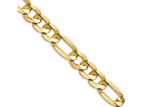 14k Yellow Gold 8.75mm Solid Concave Open Figaro 22 Inch Chain