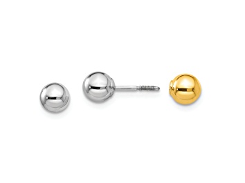 Picture of 14k Yellow and White Gold Reversible 5mm Ball Screw Earrings
