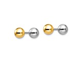 14k Yellow and White Gold Reversible 5mm Ball Screw Earrings