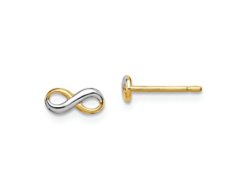 Picture of Rhodium Over 14k Yellow Gold Infinity Post Earrings
