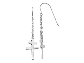 Rhodium Over 14k White Gold Chain with Cross Dangle Earrings