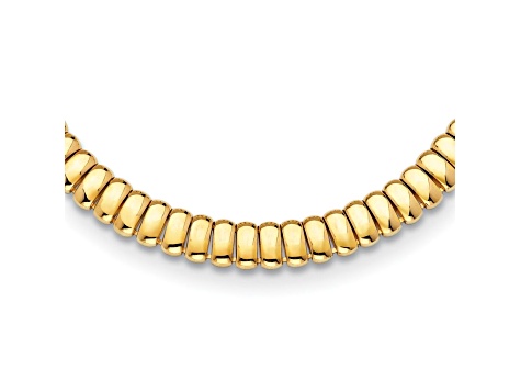 14K Yellow Gold 13.5mm Band Link Omega Style 16.5-inch Necklace