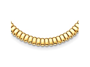 14K Yellow Gold 13.5mm Band Link Omega Style 16.5-inch Necklace