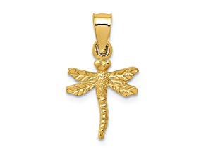10K Yellow Gold Textured Dragonfly Pendant