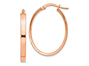 14k Rose Gold 1 3/16" Oval Hoop Earrings