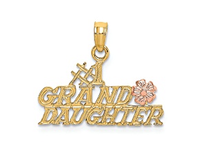 14K Two-tone Gold  #1 GRANDDAUGHTER with Flowers Charm