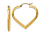 14k Yellow Gold 1 1/8" Polished Heart Hoop Earrings