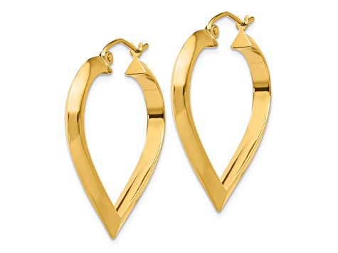 14k Yellow Gold 1 1/8" Polished Heart Hoop Earrings