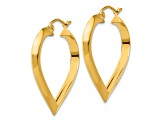 14k Yellow Gold 1 1/8" Polished Heart Hoop Earrings