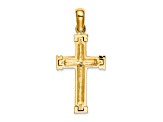 14K Yellow Gold Scroll with Double Endcaps Cross Charm Pendant