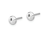 Rhodium Over 14k White Gold Polished and Diamond-Cut 4.5mm Button Earrings