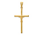 14K Yellow Gold Brushed and Diamond-cut Crucifix Cross Pendant