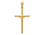 14K Yellow Gold Brushed and Diamond-cut Crucifix Cross Pendant