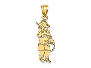 14k Yellow Gold Textured Fireman with Hose Charm