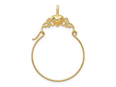 14K Yellow Gold Polished Heart Charm Holder