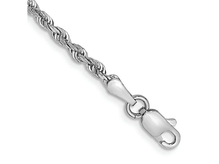Rhodium Over 10k White Gold 2.25mm Diamond-Cut Quadruple Rope Link ...