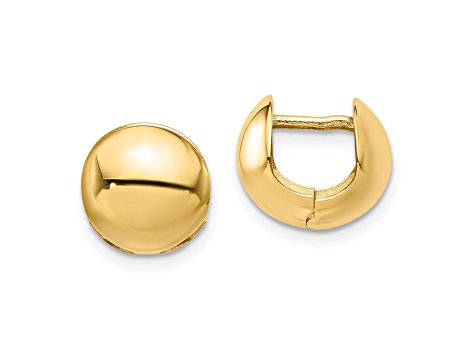 14K Yellow Gold Polished Round Huggie Earrings