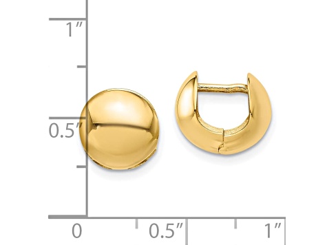 14K Yellow Gold Polished Round Huggie Earrings