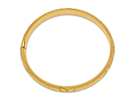 14K Yellow Gold 7/16 Florentine Hinged Bangle Bracelet