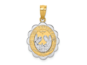 14K Yellow and White Gold with White Rhodium Baptism Pendant