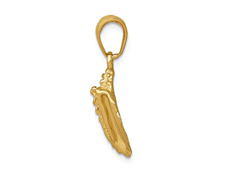 14k Yellow Gold Solid Textured Conch Shell Pendant