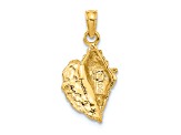 14k Yellow Gold Solid Textured Conch Shell Pendant