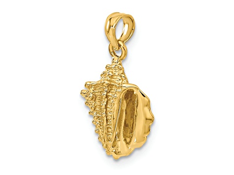 14k Yellow Gold Solid Textured Conch Shell Pendant