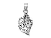 Rhodium Over 14k White Gold Textured Conch Shell Pendant