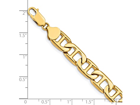 14K Yellow Gold 8.75mm Solid Hand-Polished Anchor Link Bracelet