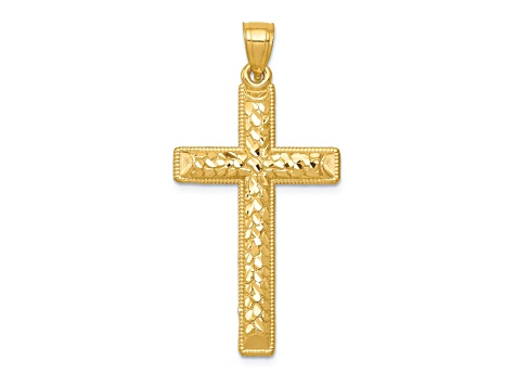 14k Yellow Gold Diamond-Cut Latin Cross Pendant