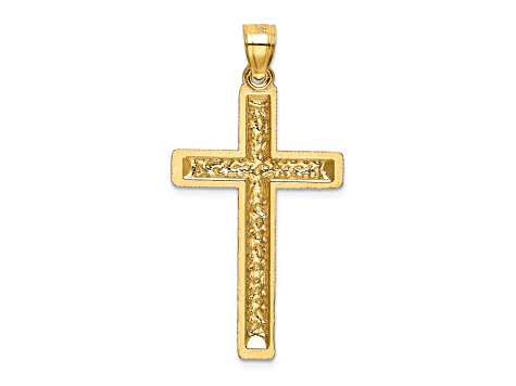 14k Yellow Gold Diamond-Cut Latin Cross Pendant