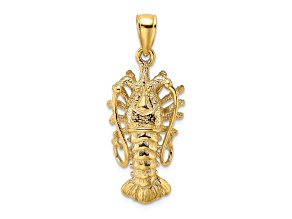 14k Yellow Gold Polished and Textured Florida Lobster Charm