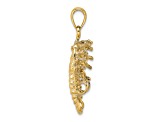 14k Yellow Gold Polished and Textured Florida Lobster Charm