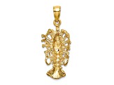 14k Yellow Gold Polished and Textured Florida Lobster Charm
