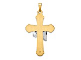 14k Yellow Gold and 14k White Gold Polished Draped Cross Pendant