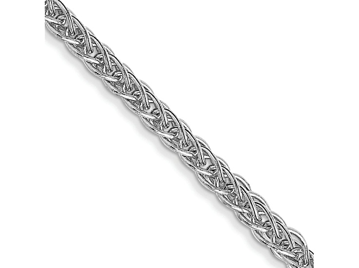 Rhodium Over 14k White Gold 2mm 3-Wire Wheat Link 18 Inch Chain