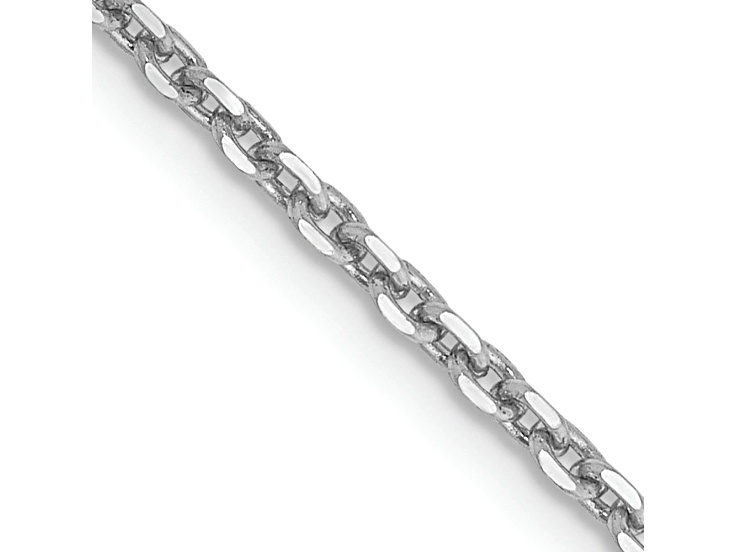 Rhodium Over 10k White Gold 1.65mm Solid Diamond-Cut Cable 16 Inch Chain