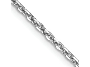Rhodium Over 10k White Gold 1.65mm Solid Diamond-Cut Cable 16 Inch Chain