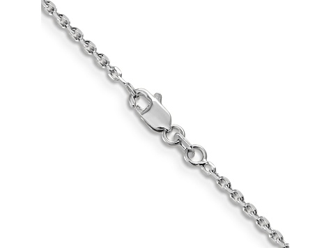 Rhodium Over 10k White Gold 1.65mm Solid Diamond-Cut Cable 16 Inch Chain