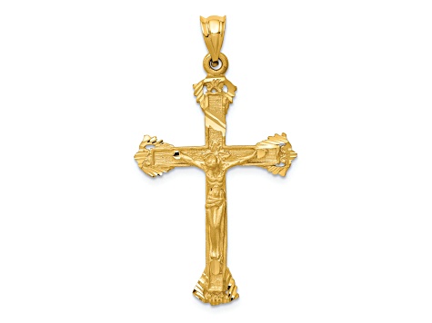 14K Yellow Gold Crucifix Charm