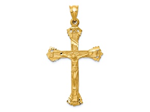 14K Yellow Gold Crucifix Charm