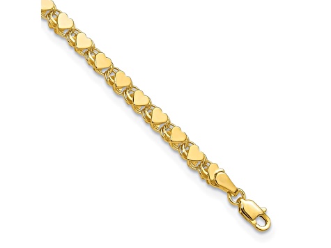 14K Yellow Gold Polished Double-Sided Heart 6-inch Child's Bracelet