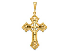 14k Yellow Gold Diamond-Cut Celtic Cross Pendant