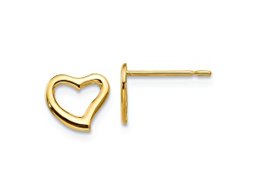 14k Yellow Gold Children's 7mm Heart Stud Earrings